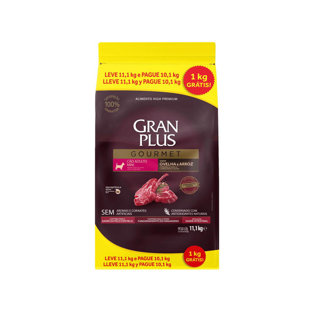 Gran Plus Gourmet High Premium Adulto Mini Cordero 10+1Kg