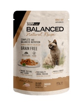 Cargar imagen en el visor de la galería, Caja Vitalcan Balanced Natural Recipe Gato Pouch 85g Filetes Pollo Grain Free (12un)