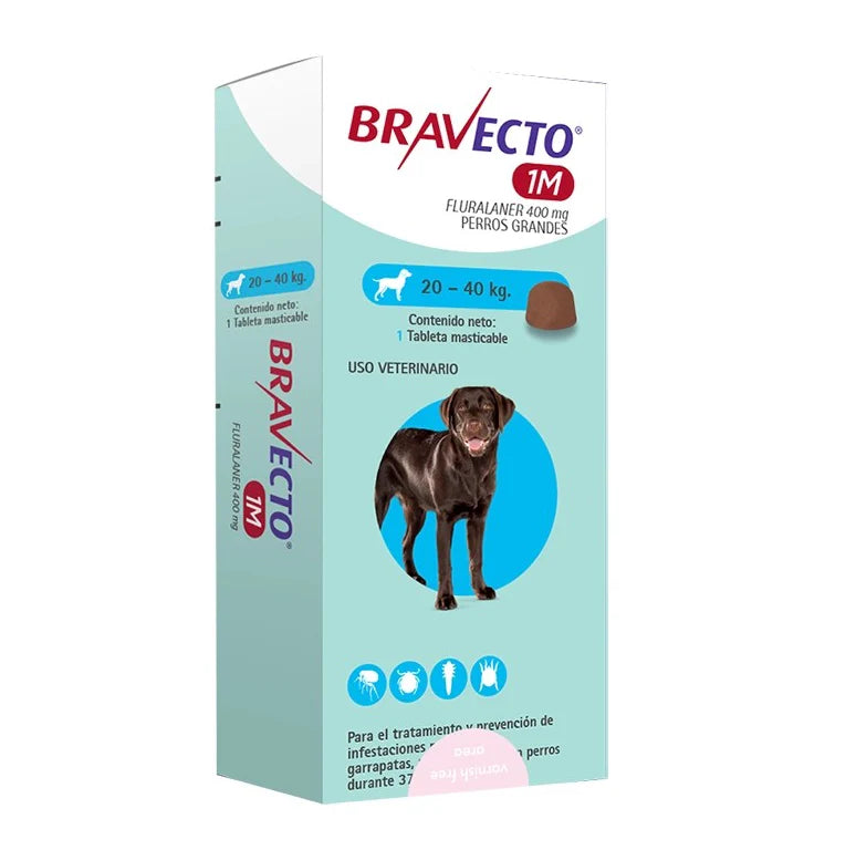Pastilla Bravecto Mensual Antipulgas y Garrapatas (20 a 40kg) 37 Dias
