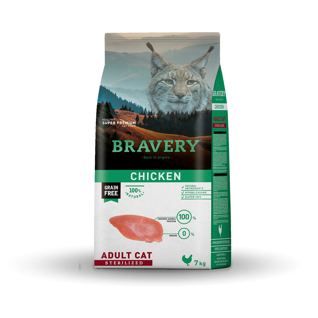 Bravery Grain Free Gato Castrado 7Kg Pollo