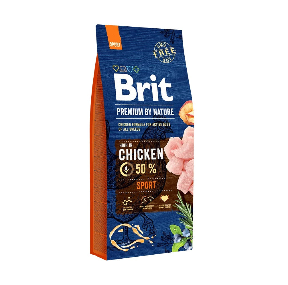 Brit Premium Perros Adulto Sport 15kg Con Regalo (50% Pollo)