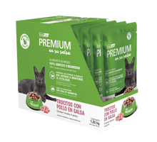 Cargar imagen en el visor de la galería, Caja Vitalcan Premium Gato Pouch 85g Trocitos con Pollo en Salsa (12 Sobres)