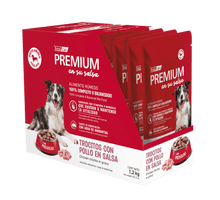 Cargar imagen en el visor de la galería, Caja Vitalcan Premium Pouch 100g Trocitos con Pollo en Salsa (12 Sobres)