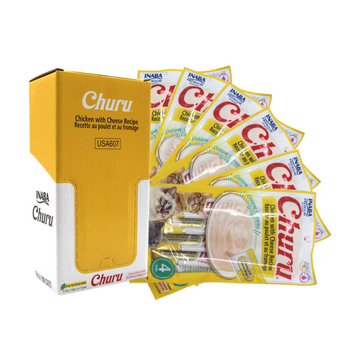 Caja Snacks Para Gatos Churu 336g (24 un) Pollo y Queso