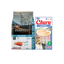 Cargar imagen en el visor de la galería, Bravery Grain Free Gato Adulto 2Kg Salmon con Churu de Regalo!