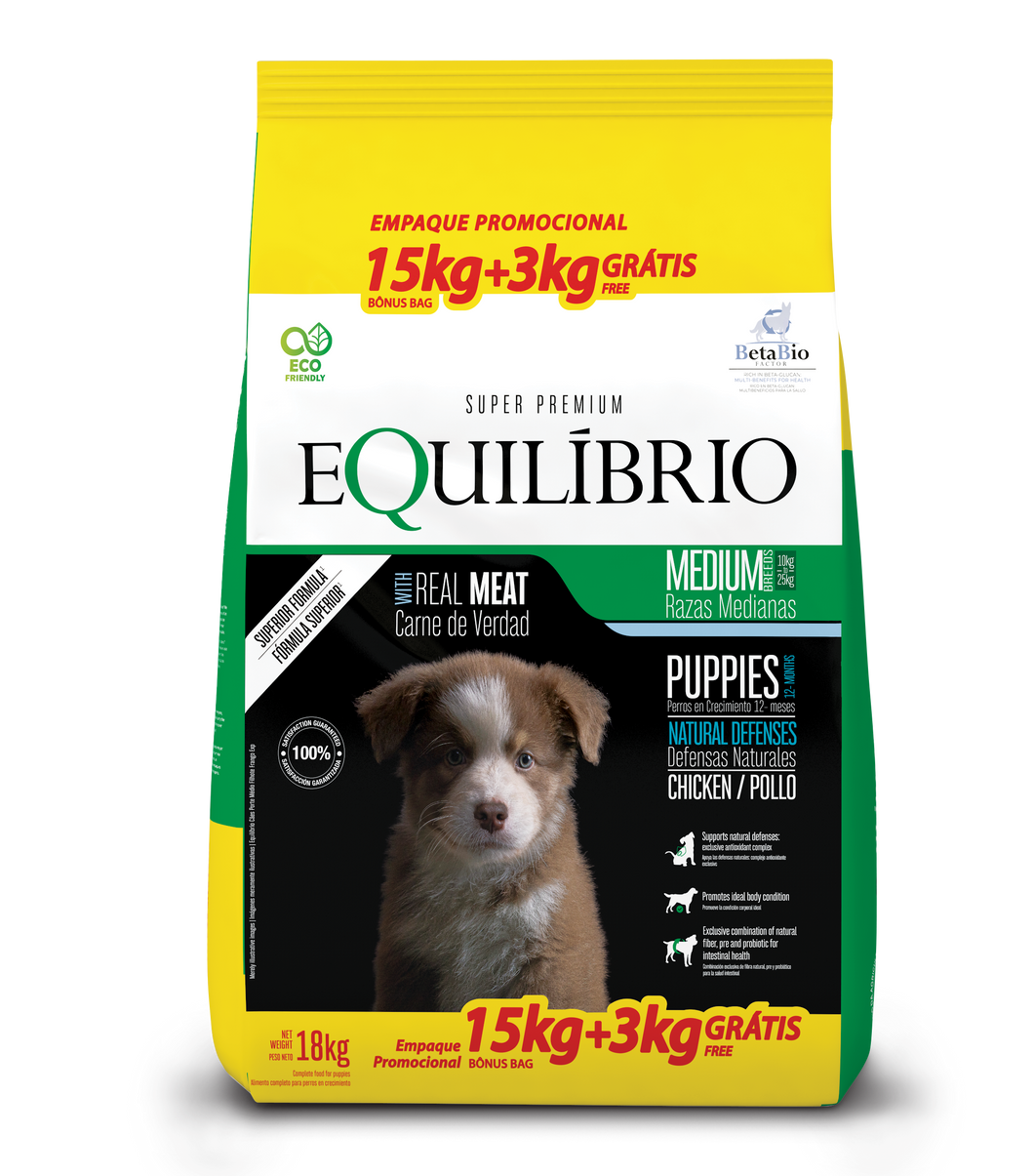 Equilibrio Cachorro Raza Mediana 15+3Kg con Regalo
