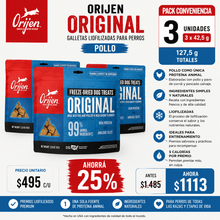 Cargar imagen en el visor de la galería, Pack Galletas Orijen Original Dog Freeze Dried 42.5g Pollo (3 un.)