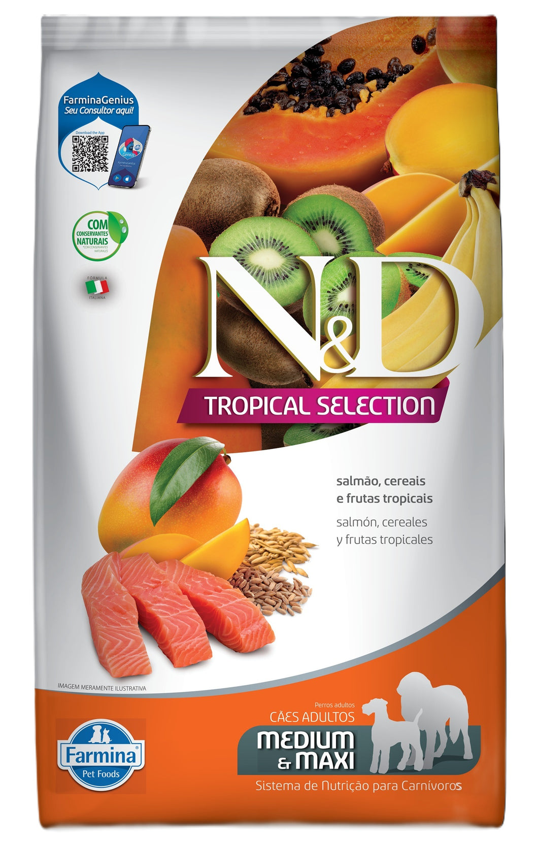 Farmina N & D Tropical Canine Adulto Medium & Maxi Salmon 2.5Kg Con Regalo