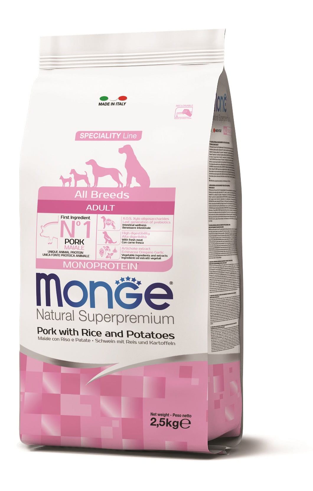 Monge Dog Monoproteina Adulto All Breeds Cerdo 2.5kg Con Regalo