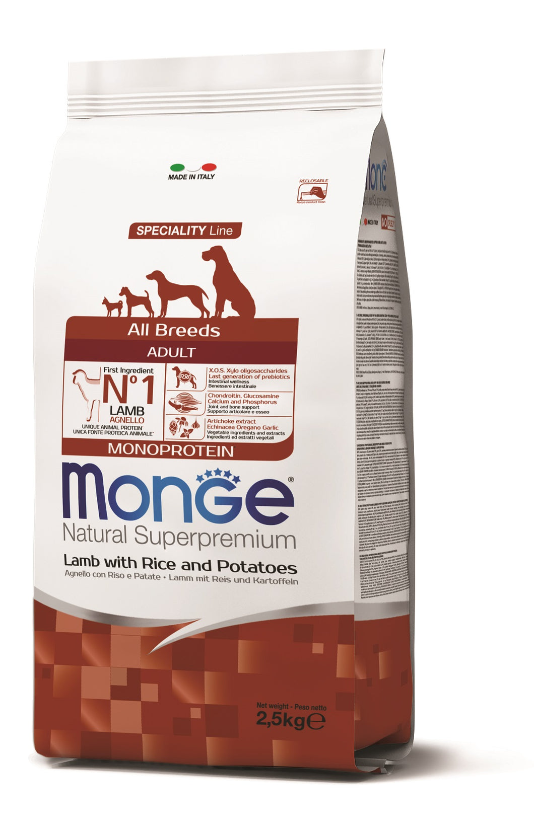 Monge Dog Monoproteina Adulto All Breeds Cordero 2.5kg Con Regalo