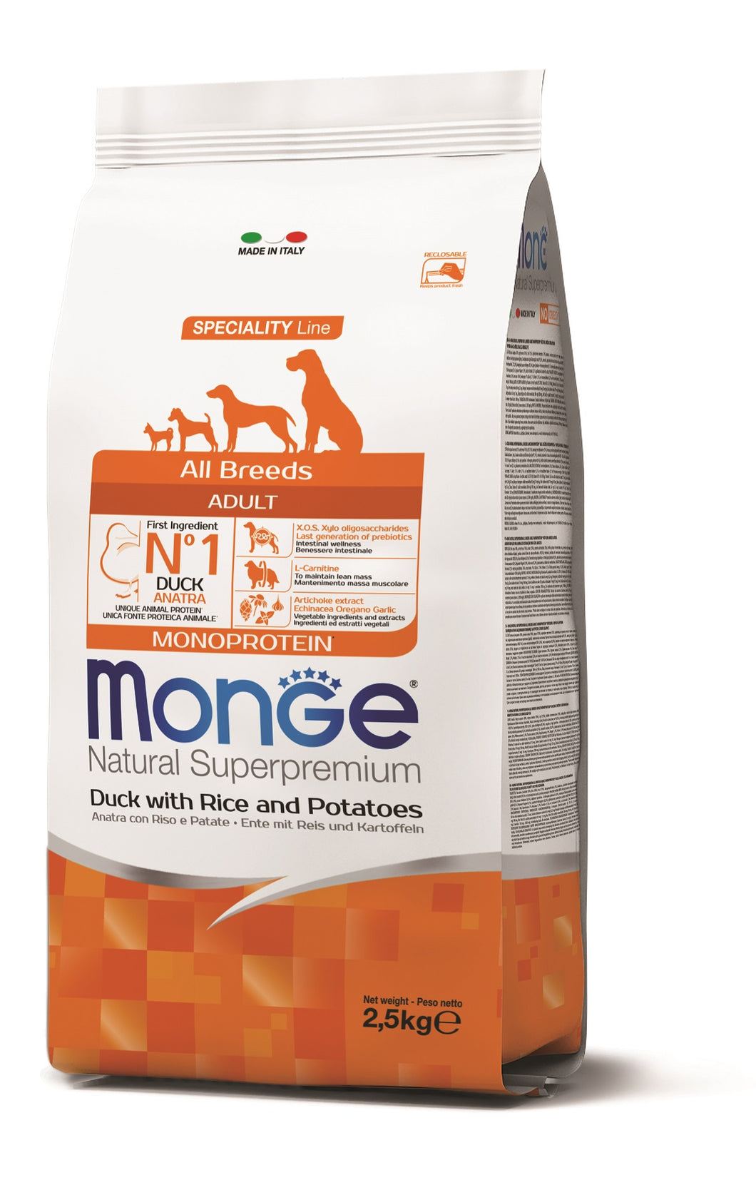 Monge Dog Monoproteina Adulto All Breeds Pato 2.5kg Con Regalo
