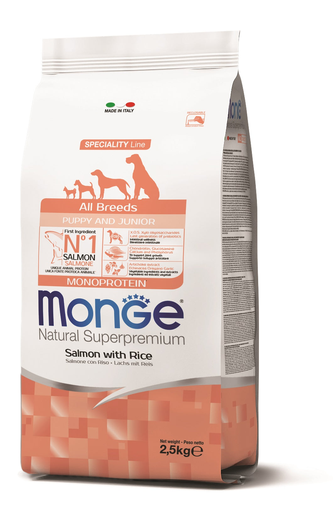 Monge Dog Monoproteina Puppy All Breeds Salmon 2.5kg Con Regalo