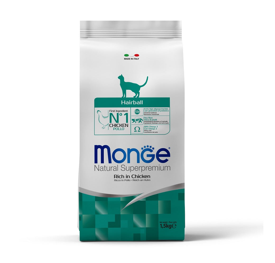 Monge Feline Super Premium Hairball Pollo 1,5kg Con Regalo
