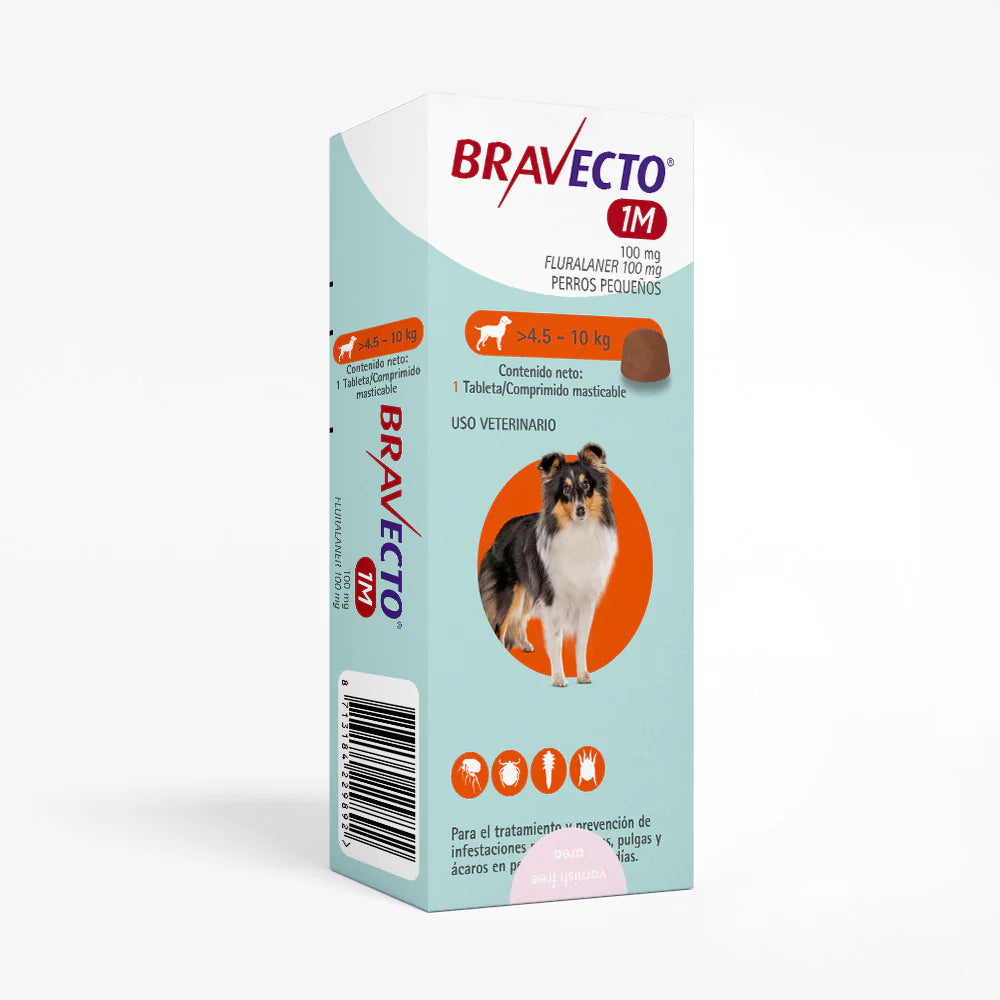 Pastilla Bravecto Mensual Antipulgas y Garrapatas (4.5 a 10kg) 37 Dias
