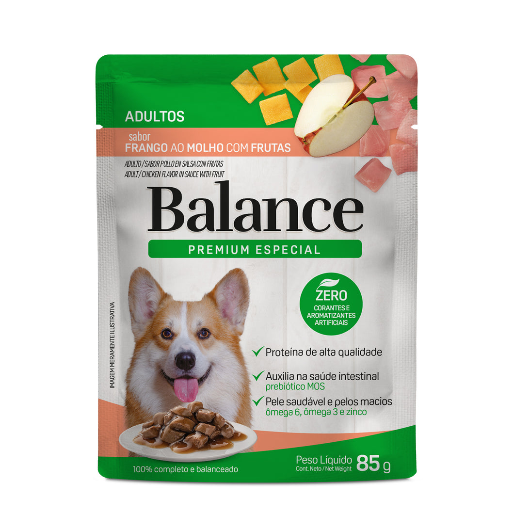 Pouch Balance Premium Especial Adulto Pollo en Salsa con Frutas (Caja 18un)