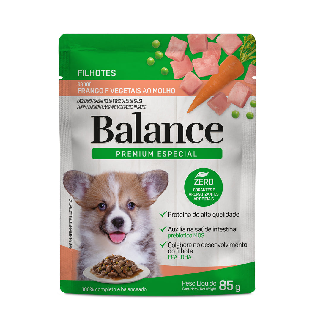 Pouch Balance Premium Especial Cachorro Pollo y Vegetales en Salsa (Caja 18un)