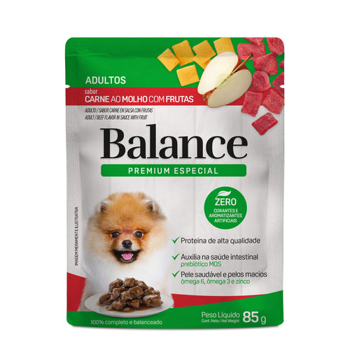 Pouch Balance Premium Especial Adulto Carne en Salsa con Frutas (Caja 18un)