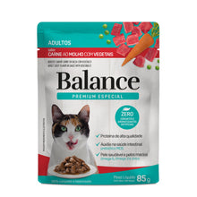 Cargar imagen en el visor de la galería, Pouch Balance Premium Especial Gato Adulto Carne en Salsa con Vegetales (Caja 18un)