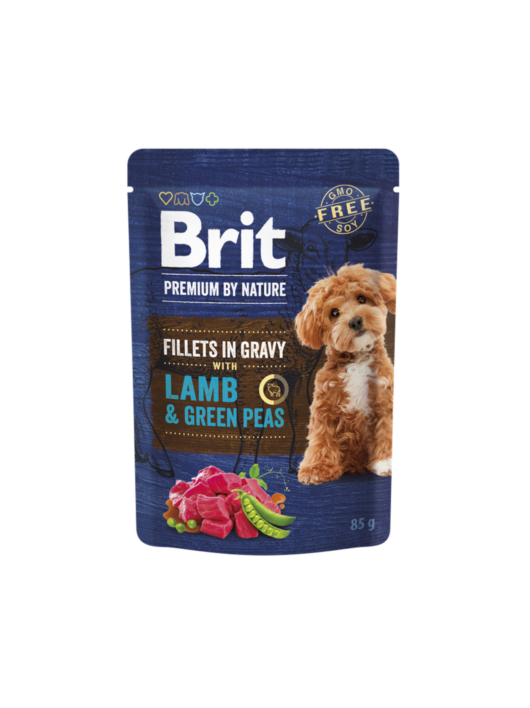 Pouch Brit Adulto Fillets in Gravy Lamb & Green Peas 85g