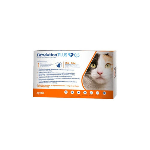 Pipeta Antipulgas y Garrapatas Para Gatos Revolution PLUS 2.5Kg a 5Kg