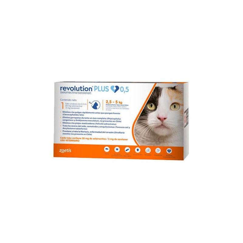 Pipeta Antipulgas y Garrapatas Para Gatos Revolution PLUS 2.5Kg a 5Kg