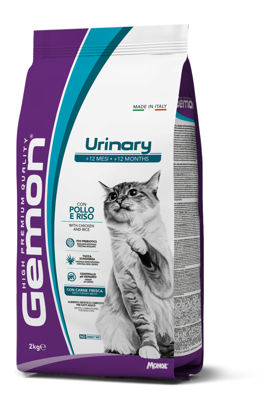 Gemon Cat High Premium Urinary Pollo y Arroz 2Kg Con Regalo