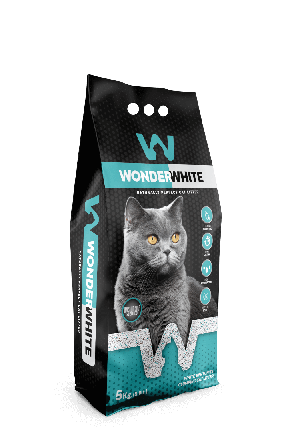 Arena Aglomerante Gato Wonder White 5kg Jabon Marsella
