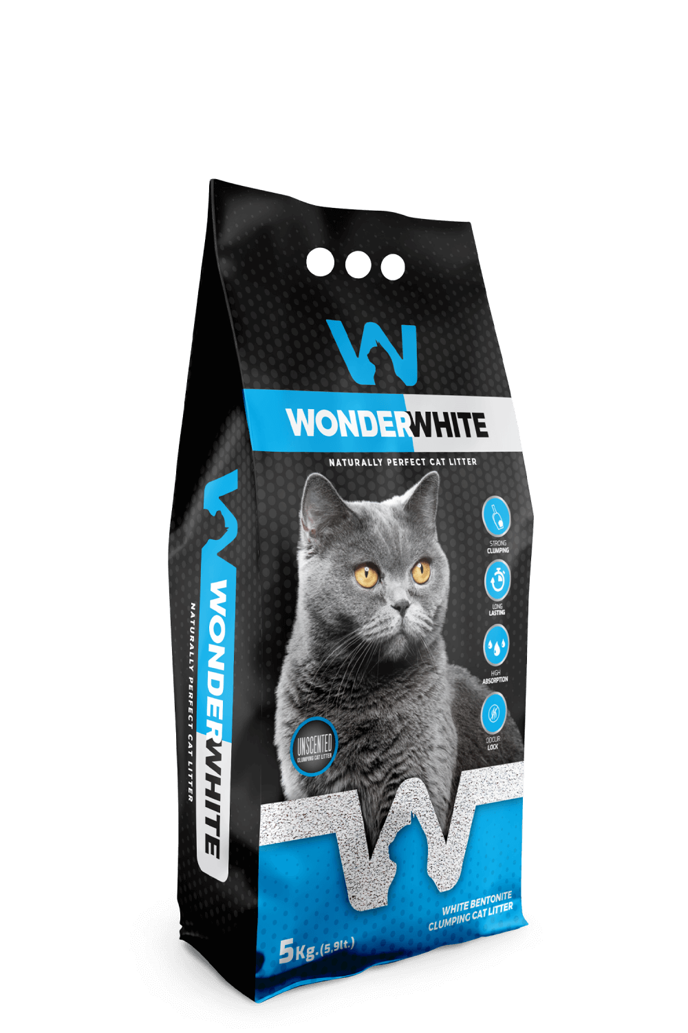 Arena Aglomerante Gato Wonder White 5kg Sin Aroma