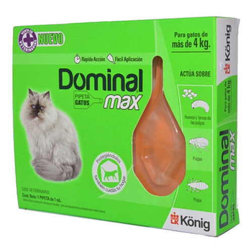 Pipeta Antipulgas Dominal Max Gatos Mas De 4kg