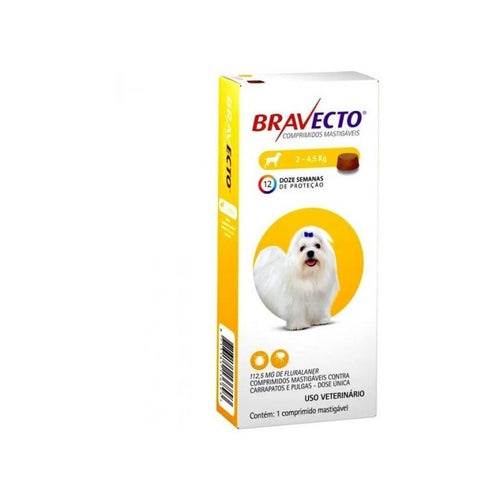 Pastilla Bravecto Antipulgas y Garrapatas 2 a 4.5kg (3 meses)