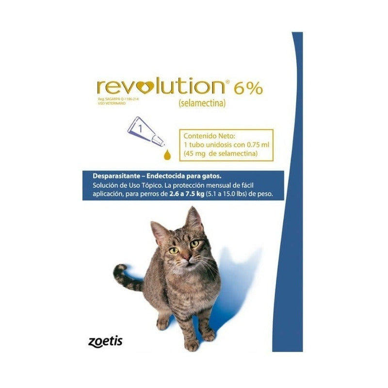 Pipeta Antipulgas Y Garrapatas Para Gatos Revolution 0.75 Ml