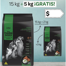 Cargar imagen en el visor de la galería, Super Pack Three Dogs Super Premium Adulto Medium 15+5 Kg