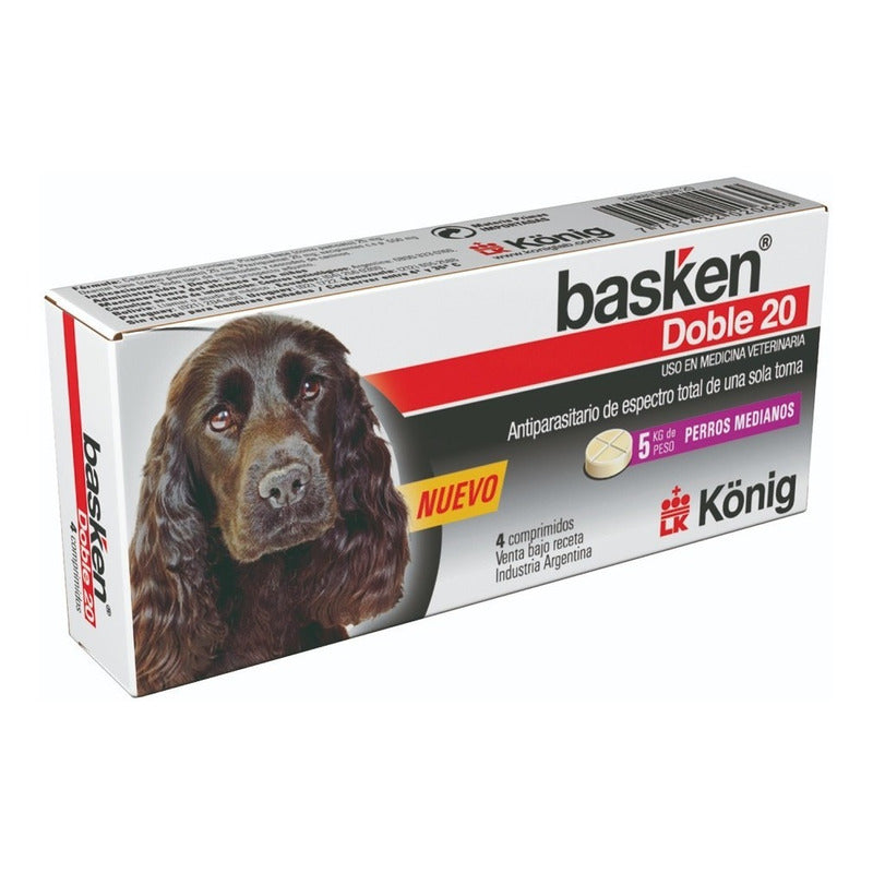 Pastilla Desparasitante Para Perro Basken 20 (4 Comp)