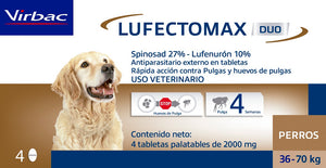 Pastilla Antipulgas Lufectomax Duo 36 a 70Kg (30 días)