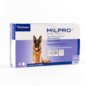Desparasitante Interno Para Perro Virbac Milpro 125mg (4 Comp)