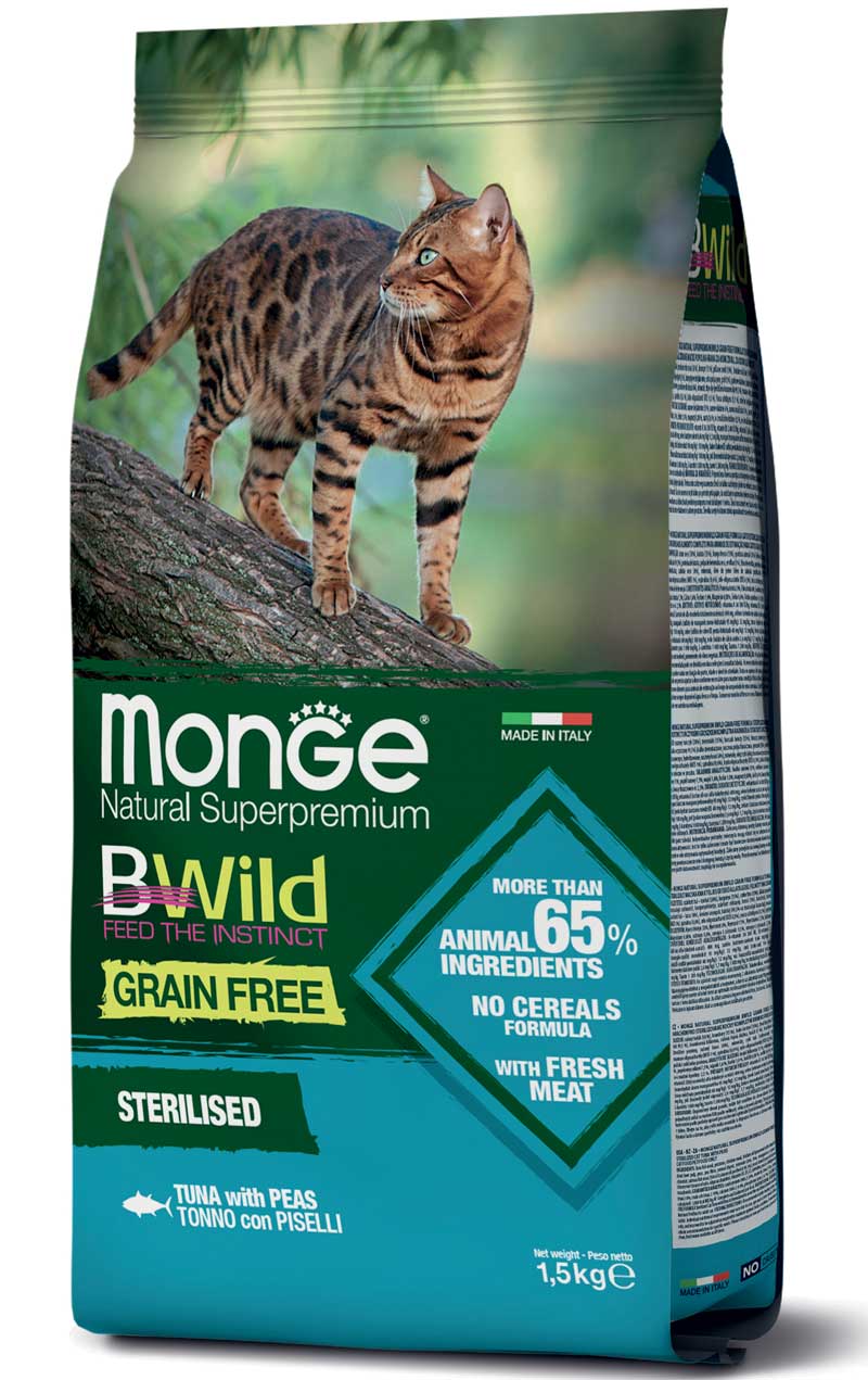 Monge BWild Grain Free Feline Castrado Atun con Guisante 1.5kg Con Regalo