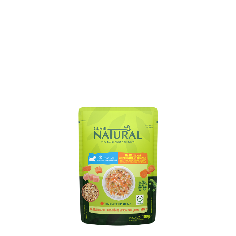 Guabi Natural Pouch Gato Adulto Pollo, Salmon, Cereales y Vegetales 85g