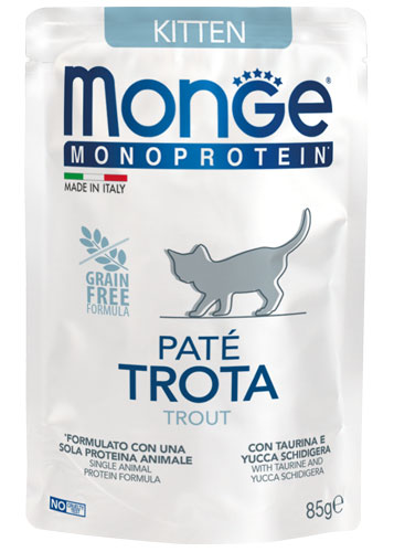 Salsa Gato Kitten Monge Grain Free Trucha 85g