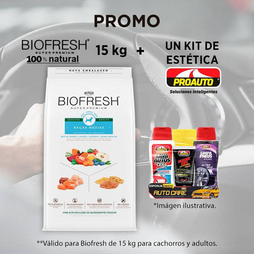 Biofresh Super Premium Adulto Raza Mediana 15kg Con Kit Estetica Auto